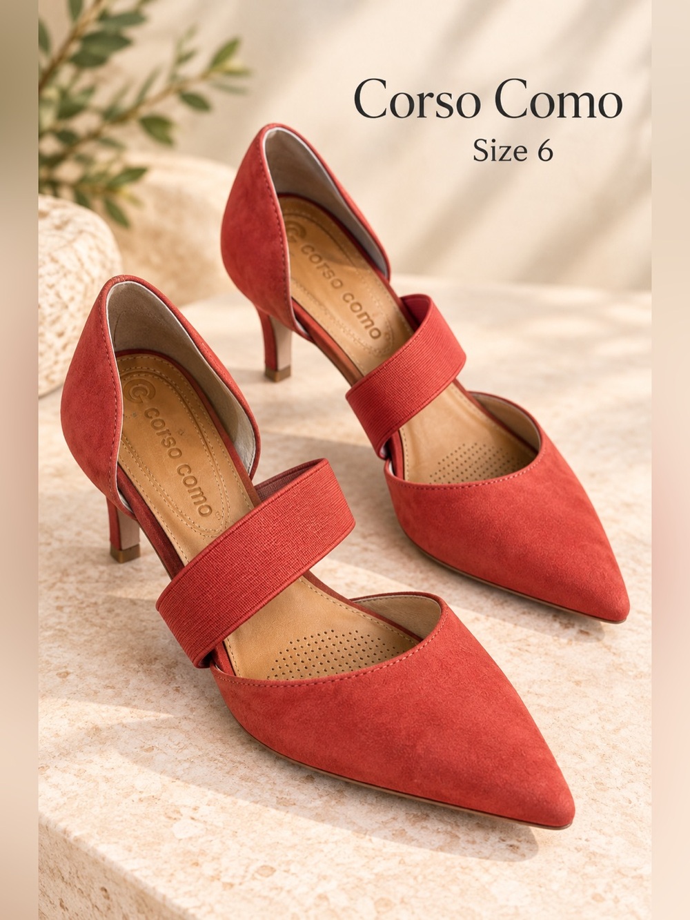 Corso Como Coral Suede Pointed Toe D’Orsay Kitten Heel Pumps Size 6
